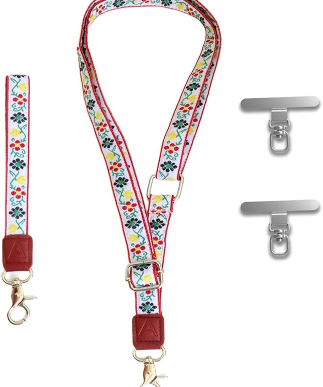 LEMEDE Wrist Keychain and Adjustable Phone Lanyard, Silver Hook Phone Crossbody Strap with 360° Rotating Phone Pads