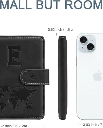 Passport Holder Wallet Cover Personalized Letter A-Z Travel Wallet RFID Blocking Passport Cover Wallet Case for Travel Passport Book Holders for Women and Men, Black-E