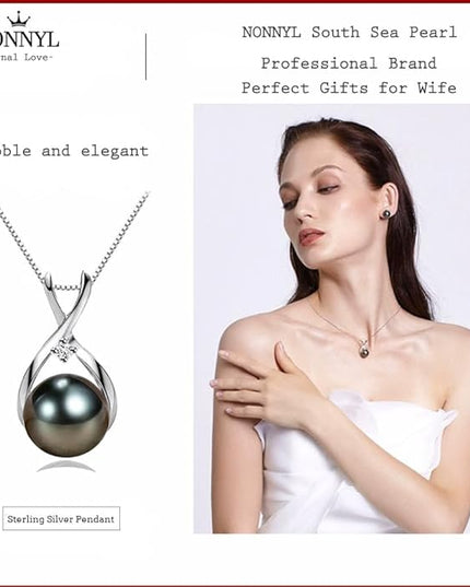 Gifts for Wife Women Anniversary-Tahitian Black Pearl Necklace-Mom Girlfriend Her Fine Jewelry Mothers Day Valentines Christmas Birthdays Gift