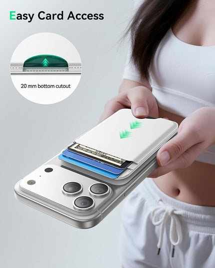 Fanseesy for MagSafe Wallet with Stand, 5 Card Holder, Slim Leather Magnetic Wallet for iPhone 17/16/15/14/13/12 Pro Max Plus Air Series, 3 Card Slots & 1 Cash Slot,White