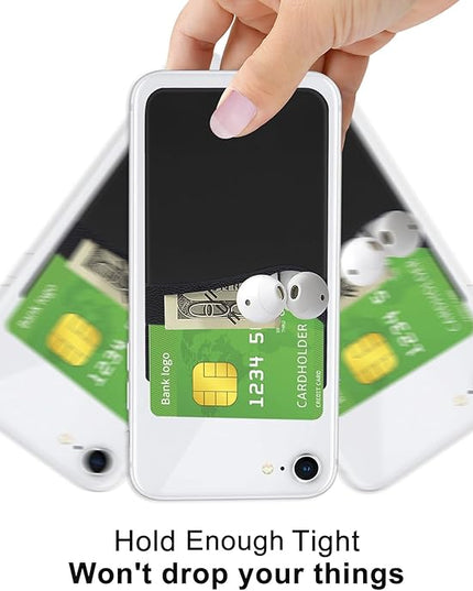Senose Phone Card Holder, Phone Wallet Stick On Double Pocket for Back of Cellphone Silicone Credit Card, Business Card & Id Compatible for iPhone Samsung Any Smartphone Pack of 6