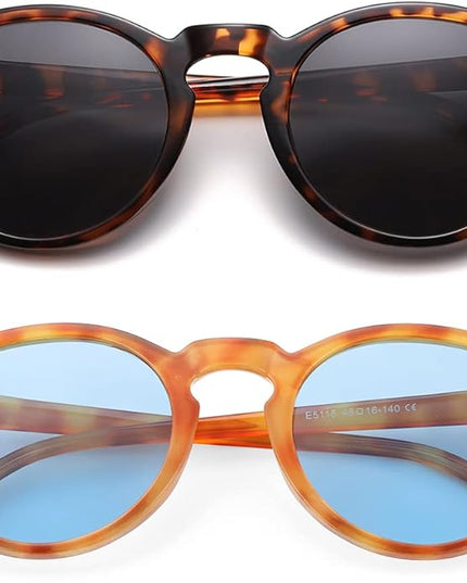 Gleyemor Vintage Polarized Sunglasses for Men Round Sunglasses UV400 Protection Retro Hand-crafted Acetate Frame