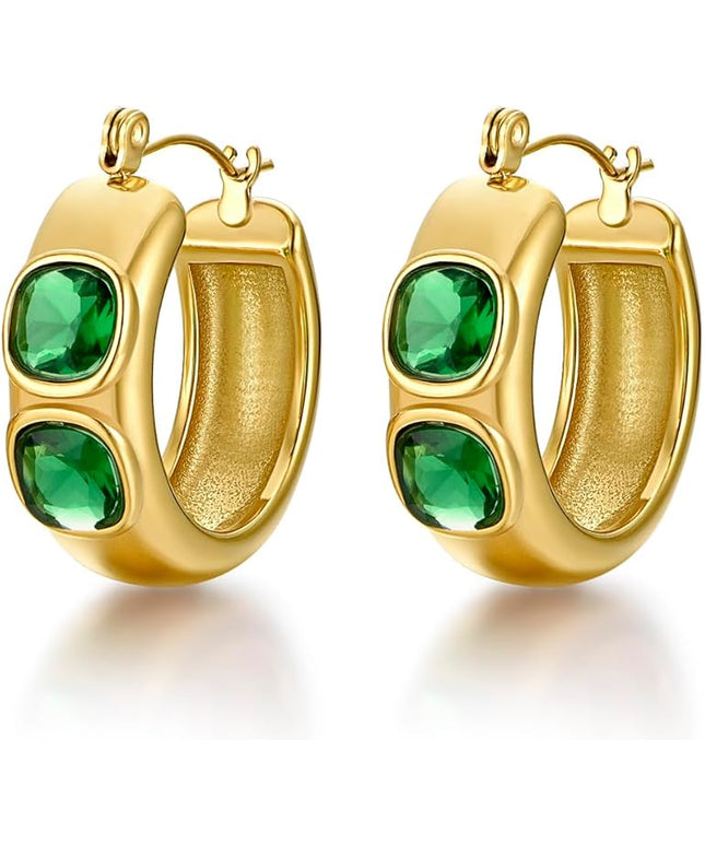 18K Gold Plated Chunky Hoop Earrings for Women Fashion Thick Gold Hoops Set Jewelry for Birthday Christmas Gifts