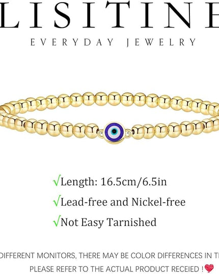 Gold Bracelets for Women 14K Gold Beaded Bracelets Stackable Bracelets for Women Gold Charm Bracelet Non Tarnish Gold Jewelry for Women Trendy