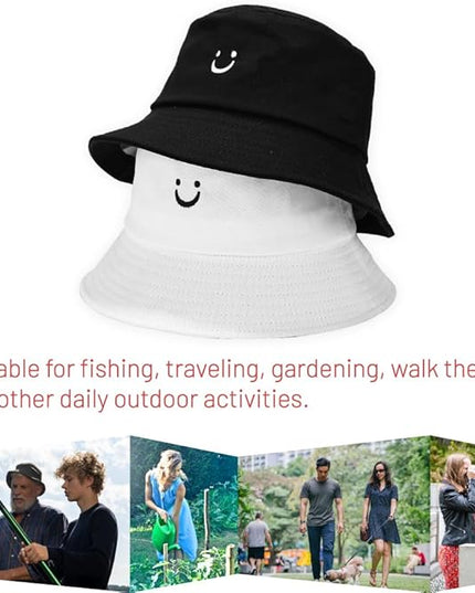 Cotton Bucket Hat for Women Men Summer Travel Sun Beach Bucket Cap, Unisex Outdoor Fisherman Hat