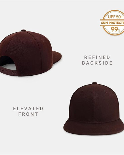 CHOK.LIDS Flat Bill Visor Classic Snapback Hat Blank Adjustable Brim High Top End Trendy Color Style Plain Tone Baseball Cap
