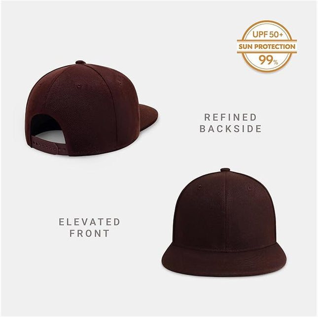 CHOK.LIDS Flat Bill Visor Classic Snapback Hat Blank Adjustable Brim High Top End Trendy Color Style Plain Tone Baseball Cap