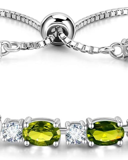 FANCIME Birthstone Tennis Bracelets Sterling Silver Bolo Tennis Bracelets Charm Fine Jewelry Birthday Gifts for Women Mom Wife Her
