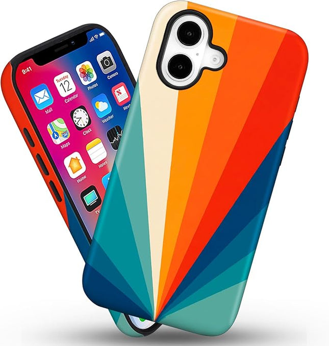 Magnetic for iPhone 16 Case Cute Frog Stripes Phone Case, Summer Shockproof Slim TPU and Hard PC Protective Phone Cover Compatible with MagSafe Designed for Women Girls