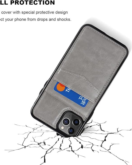 KIHUWEY Compatible with iPhone 11 Pro Max Case Wallet with Credit Card Holder, Premium Leather Magnetic Clasp Kickstand Heavy Duty Protective Cover for iPhone 11 Pro Max 6.7 Inch(Gray)