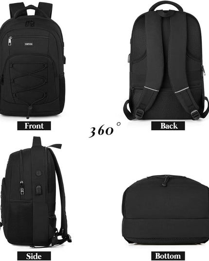 YAMTION 17.3 Inch School Backpack for Men and Women,College Bookbag Teens Laptop Backpack Schoolbag with USB Port for Students Work Business Office