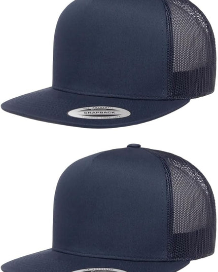 Yupoong 5-Panel YP Classic Trucker Cap | High Profile Flat Visor Snapback | OSFM | Bulk Packs Available