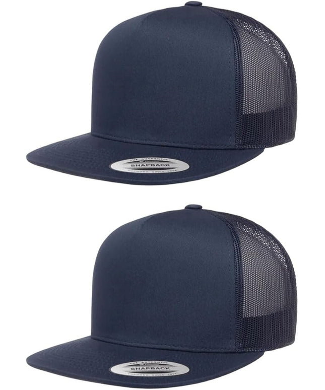 Yupoong 5-Panel YP Classic Trucker Cap | High Profile Flat Visor Snapback | OSFM | Bulk Packs Available