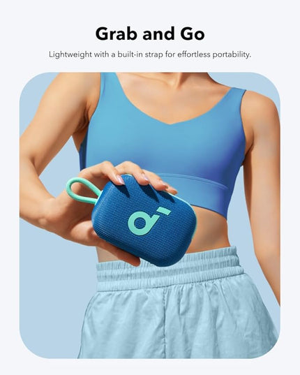soundcore Select 4 Go Bluetooth Shower Speaker by Anker, IP67 Waterproof/Dustproof, Portable Wireless Speaker, 20H Playtime, Floatable, Powerful Sound, Electronics for Outdoors/Home/Office/Travel-Blue