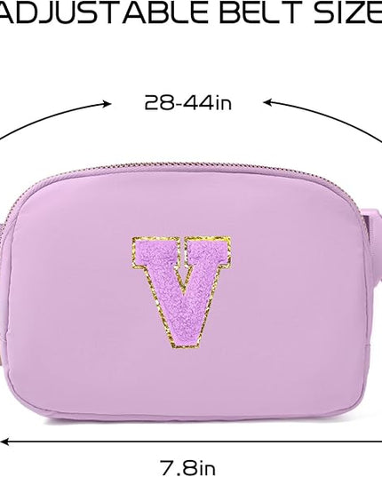 Gitus Gifts for 8 9 10 11 12 Year Old Girls Belt Bag Fanny Pack Crossbody Bags with Initial Letter Patch Cute Stuff Birthday Gifts for Teen Girls Women Personalized Trend Stuff (Lavender-V)