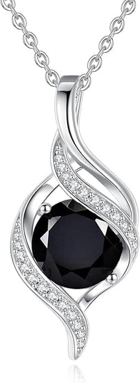FANCIME Birthstone Necklace for Women Round Cubic Zirconia Necklace S925 Sterling Silver full Love Birthday Gifts for Mom Women