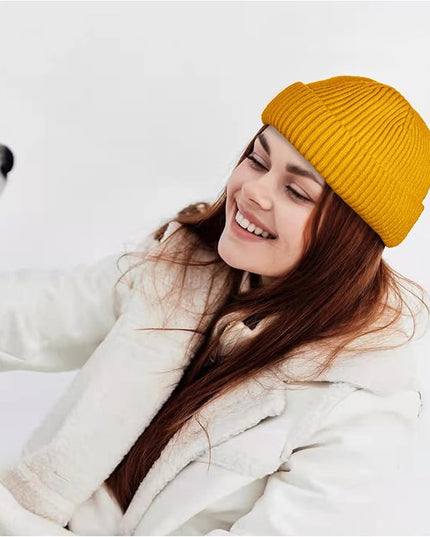 ROYBENS Wool Fisherman Beanie for Men Women, Knit Cuffed Fleece Lined Beanies Winter Warm Hat Skull Cap Unisex
