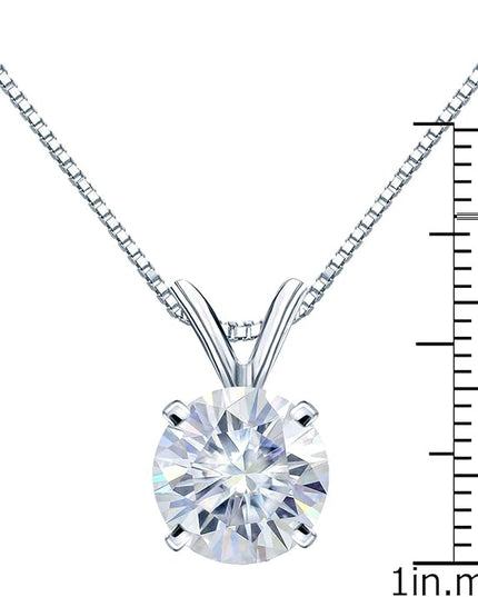 1/2 to 3 1/2 Carat Round Moissanite Solitaire Pendant Necklace in 14k Gold (H-I, cttw) 4-Prong 16 to 18 Inch Adjustable Chain Spring Ring by Diamond Wish