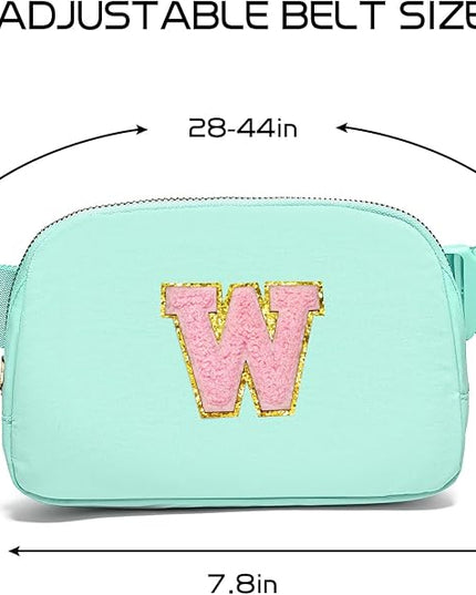 Gitus Belt Bag Fanny Pack Crossbody Bags with Initial Letter Patch Cute Stuff Birthday Gifts for Teenager Girls Trendy Preppy Stuff for Teen Girls Cool Stuff for Teens (Mint Green-W)