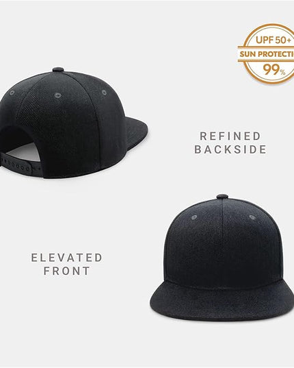 CHOK.LIDS Flat Bill Visor Classic Snapback Hat Blank Adjustable Brim High Top End Trendy Color Style Plain Tone Baseball Cap