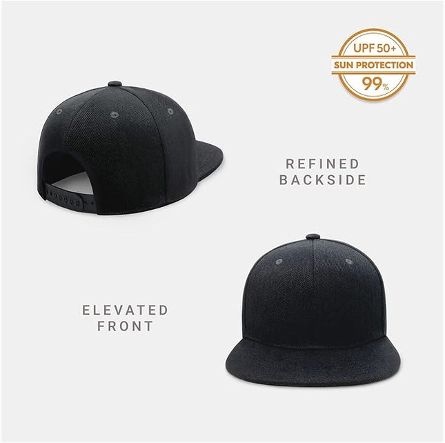 CHOK.LIDS Flat Bill Visor Classic Snapback Hat Blank Adjustable Brim High Top End Trendy Color Style Plain Tone Baseball Cap