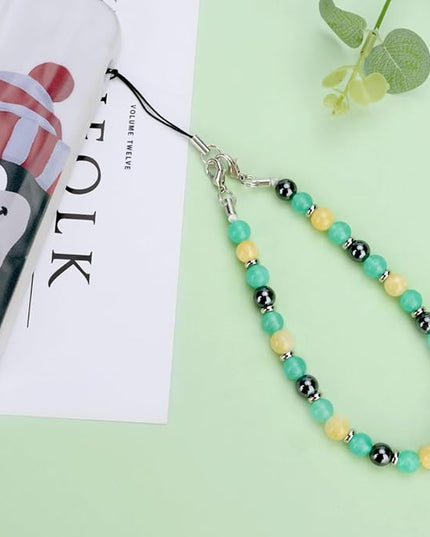 Marble Beaded Phone Wrist Strap, Cellphone Lanyard with Tether Tab, Hands-Free Wristlet Bracelet