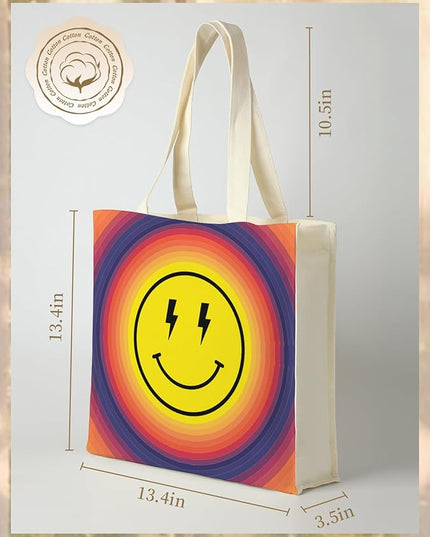 AUSVKAI Canvas Tote Bag Aesthetic for Women, Cute Reusable Bags with Pockets & Snaps for Beach Shopping College Gym Grocery