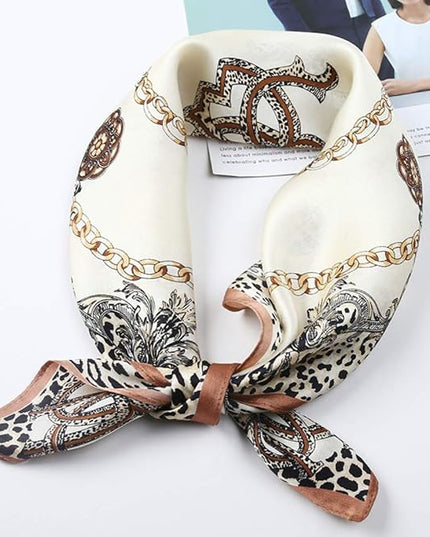ANDANTINO 100% Real Mulberry Silk Scarf -21'' x 21''- Lightweight Neckerchief –Women Men Small Square Digital Printed Scarves