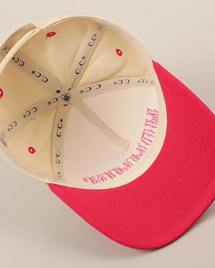 MIRMARU Two-Tone Vintage Canvas Trucker Hats for Men & Women, Adjustable Size Baseball Caps with Trendy Embroidered Design