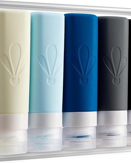 INSFIT Travel Bottles for Toiletries, TSA Approved 3oz Travel Size Containers, BPA Free Leak Proof Squeezable Silicone Tubes for Shampoo Conditioner Lotion Soap with Labels