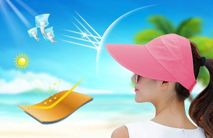 HINDAWI Sun Hats for Women Wide Brim UV Protection Sun Hat Summer Beach Packable Visor