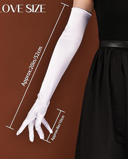 THARAHT Women Long Gloves with Satin Elbow Length for 1920s Opera Tea Party Costumes Bridal Evening Dress