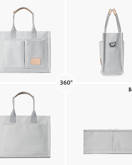 Canvas Tote Bag for Women Crossbody Work Purse with Pockets Top Handle Handbag Satchel Bags for Travel Nurse Teacher