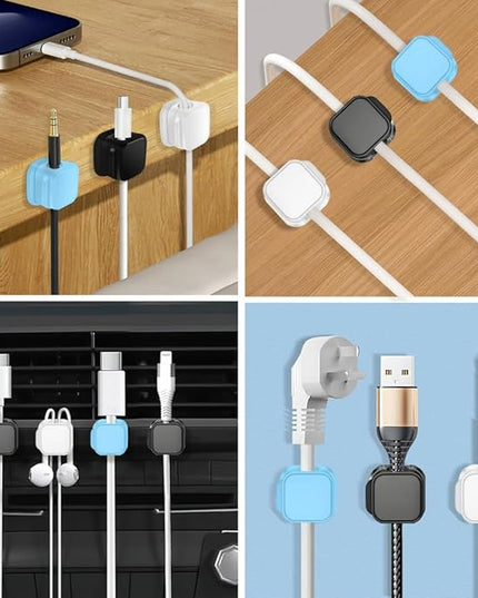 18 Pack Cord Organizer Holder, Magnetic Cable Clips Management, Easy Adhesive Phone Charging Cable Keeper, Hide Or Organize Desk Cable for Kitchen, Office, Car, Nightstand（3Colors）
