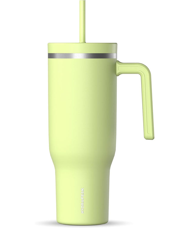 Hydrapeak Voyager 40 Oz Stainless Steel Tumbler with Handle, Insulated Water Bottle With Straw & Lid, Cupholder Friendly Reusable Travel Mug (Citrus)