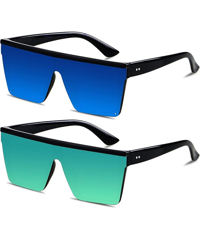 LYZOIT Square Oversized Sunglasses for Women Men Big Flat Top Fashion Shield Large UV Protection Rimless Shades