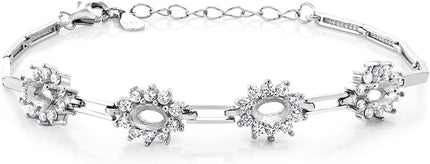 Gem Stone King Customized and Personalized 4 Gemstone Birthstone Tennis Bracelet For Women | 925 Sterling Silver | 3.56 Cttw | 7 Inch with 1 Inch Extender | Fine Jewelry Gifts for Her Mom Women Wife