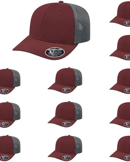 Cap America i8502 Flexfit 110 Premium Mid Profile 6-Panel Mesh Back Trucker Cap Hat w/UV Guard & Adjustable Snapback