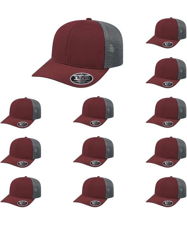 Cap America i8502 Flexfit 110 Premium Mid Profile 6-Panel Mesh Back Trucker Cap Hat w/UV Guard & Adjustable Snapback