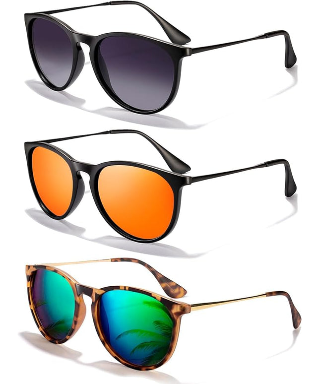 CHBP Sunglasses Womens Men Polarized UV Protection Trendy Vintage Retro Round Mirrored Lens Sunglasses For Women