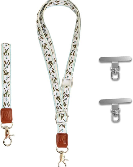 LEMEDE Wrist Keychain and Adjustable Phone Lanyard, Silver Hook Phone Crossbody Strap with 360° Rotating Phone Pads