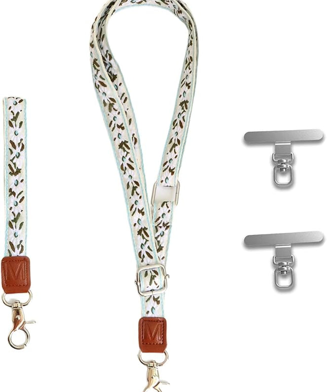 LEMEDE Wrist Keychain and Adjustable Phone Lanyard, Silver Hook Phone Crossbody Strap with 360° Rotating Phone Pads