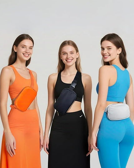 Cwualo Belt Bag Zipper Fanny Pack Crossbody Bags for Women,Fashion Nylon Waist Packs, Water Repellent Two Way wear with Adjustable Strap Gifts for Teenage Girls Women Men(orange)
