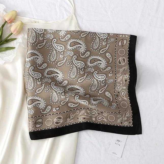 MINIDORA Satin Scarves for Women 27.5 × 27.5 inches Medium Square Elegant Silk Feeling Head Scarf