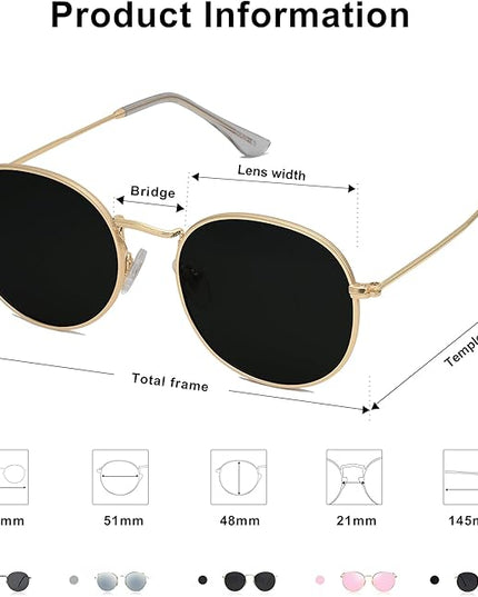 SOJOS Small Round Polarized Sunglasses for Women Men Classic Vintage Retro Shades UV400 SJ1014