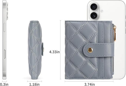 FALAN MULE Small Wallets Woman Leather Bifold RFID Blocking Card Holder With Zipper Coin Pocket