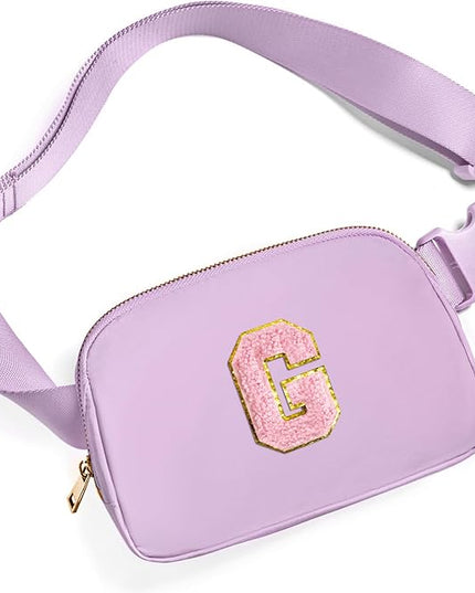 Gitus Initial Belt Bag Fanny Pack Crossbody Bag for Girls Birthday Gifts Age 8-10 Teen Girl Gifts Trend Stuff Personalized Letter Gifts for Daughter Sister (Lavender-G)