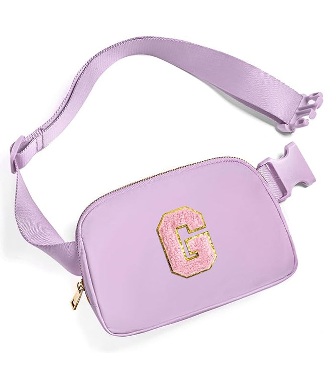 Gitus Initial Belt Bag Fanny Pack Crossbody Bag for Girls Birthday Gifts Age 8-10 Teen Girl Gifts Trend Stuff Personalized Letter Gifts for Daughter Sister (Lavender-G)