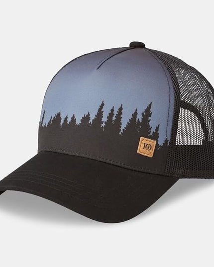 tentree Juniper Graphic Baseball Snapback Cap – Organic Cotton, Adjustable Fit, 2-Way Stretch Fabric, Eco-Friendly & Sustainable, Breathable & Absorbent, Unisex, Meteorite Black/White – One Size