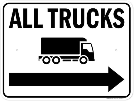 All trucks With Right Arrow Sign, 18x24 Inches, 55 mil thick HDPS (high density polystyrene), Made in USA by My Sign Center